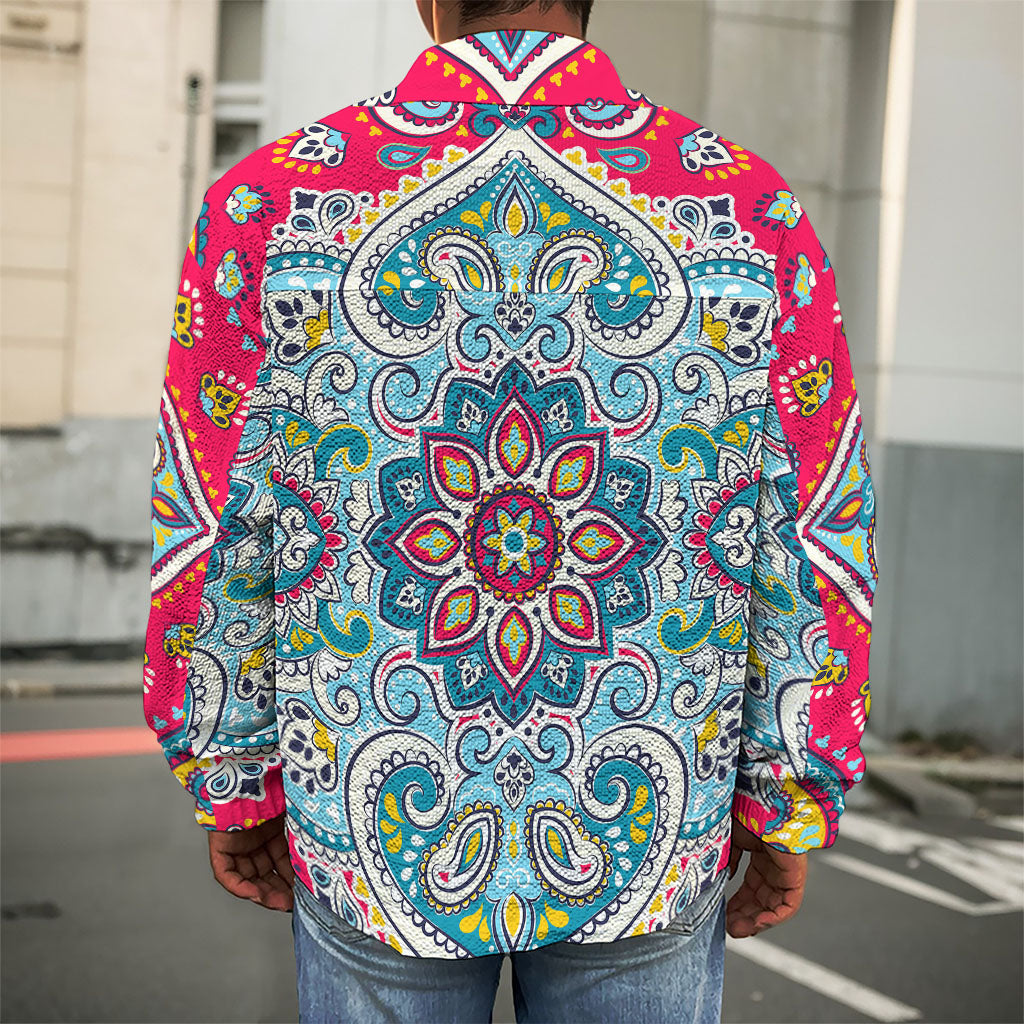 Floral Paisley Mandala Print Men's Shirt Jacket