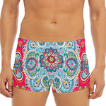 Floral Paisley Mandala Print Men's Short Boxer Briefs