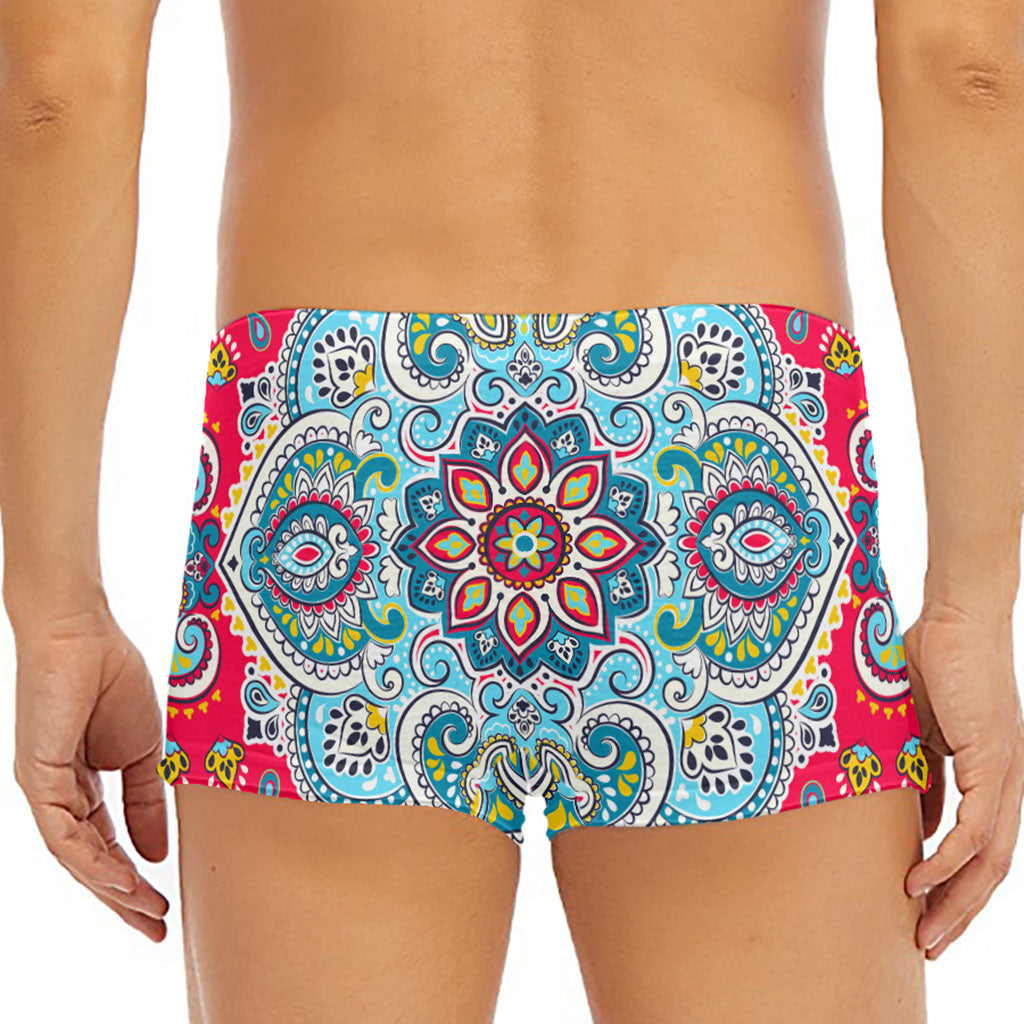 Floral Paisley Mandala Print Men's Short Boxer Briefs