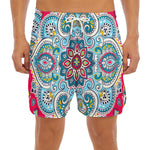 Floral Paisley Mandala Print Men's Split Running Shorts