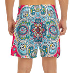 Floral Paisley Mandala Print Men's Split Running Shorts