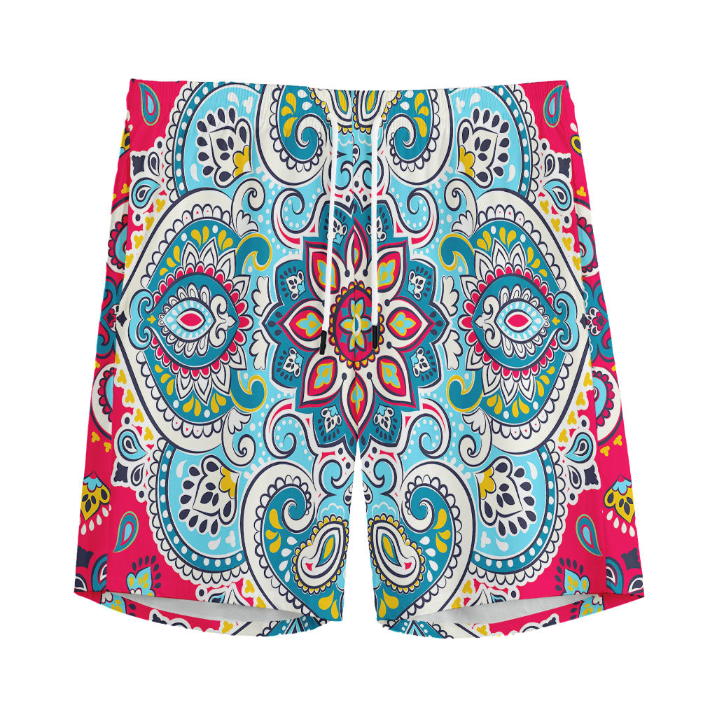 Floral Paisley Mandala Print Men's Sports Shorts