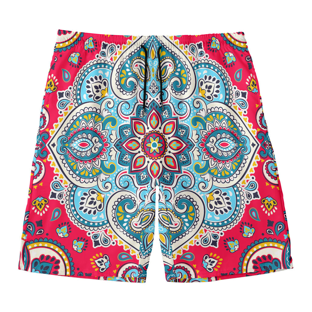 Floral Paisley Mandala Print Men's Swim Trunks