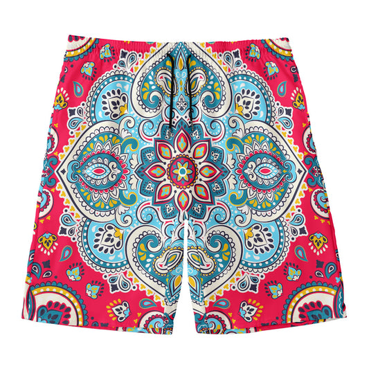 Floral Paisley Mandala Print Men's Swim Trunks