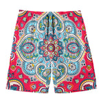 Floral Paisley Mandala Print Men's Swim Trunks