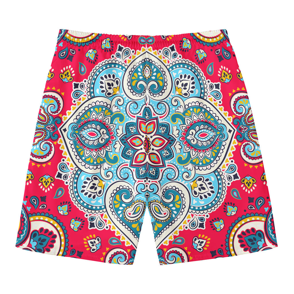 Floral Paisley Mandala Print Men's Swim Trunks