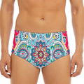 Floral Paisley Mandala Print Men's Triangle Swim Briefs