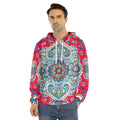 Floral Paisley Mandala Print Men's Velvet Pullover Hoodie