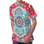 Floral Paisley Mandala Print Men's Velvet T-Shirt