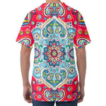Floral Paisley Mandala Print Men's Velvet T-Shirt