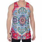 Floral Paisley Mandala Print Men's Velvet Tank Top