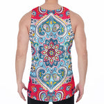 Floral Paisley Mandala Print Men's Velvet Tank Top