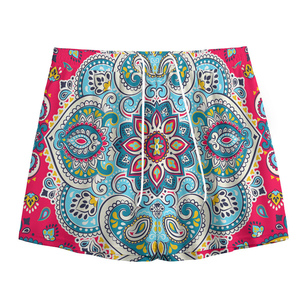 Floral Paisley Mandala Print Mesh Shorts
