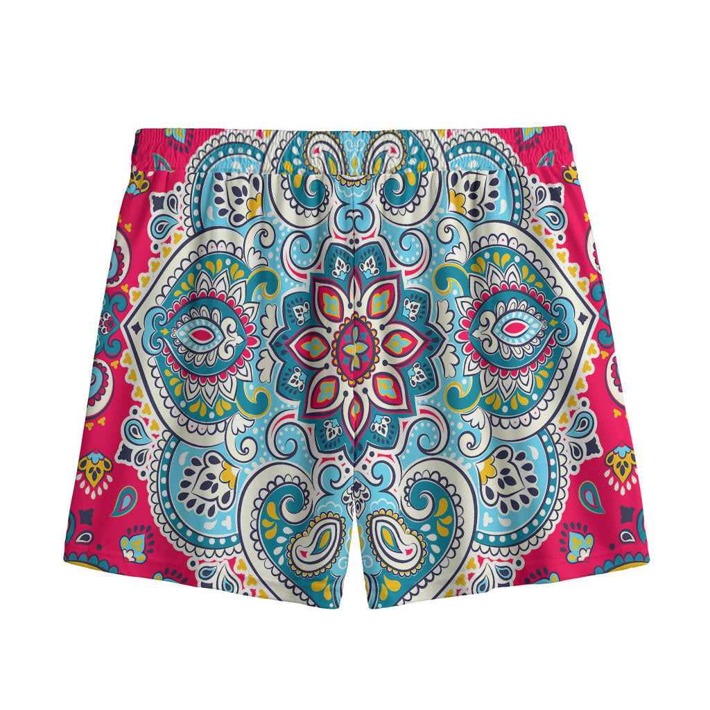 Floral Paisley Mandala Print Mesh Shorts