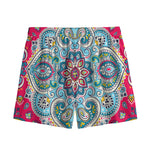 Floral Paisley Mandala Print Mesh Shorts