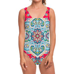 Floral Paisley Mandala Print One Piece Swimsuit
