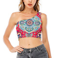 Floral Paisley Mandala Print One Shoulder Crop Top
