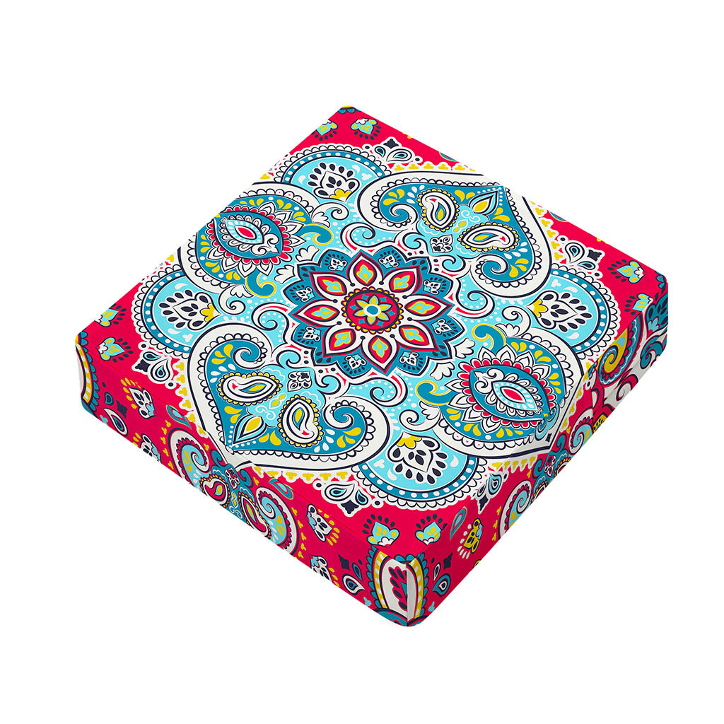 Floral Paisley Mandala Print Outdoor Seat Cushion Cover