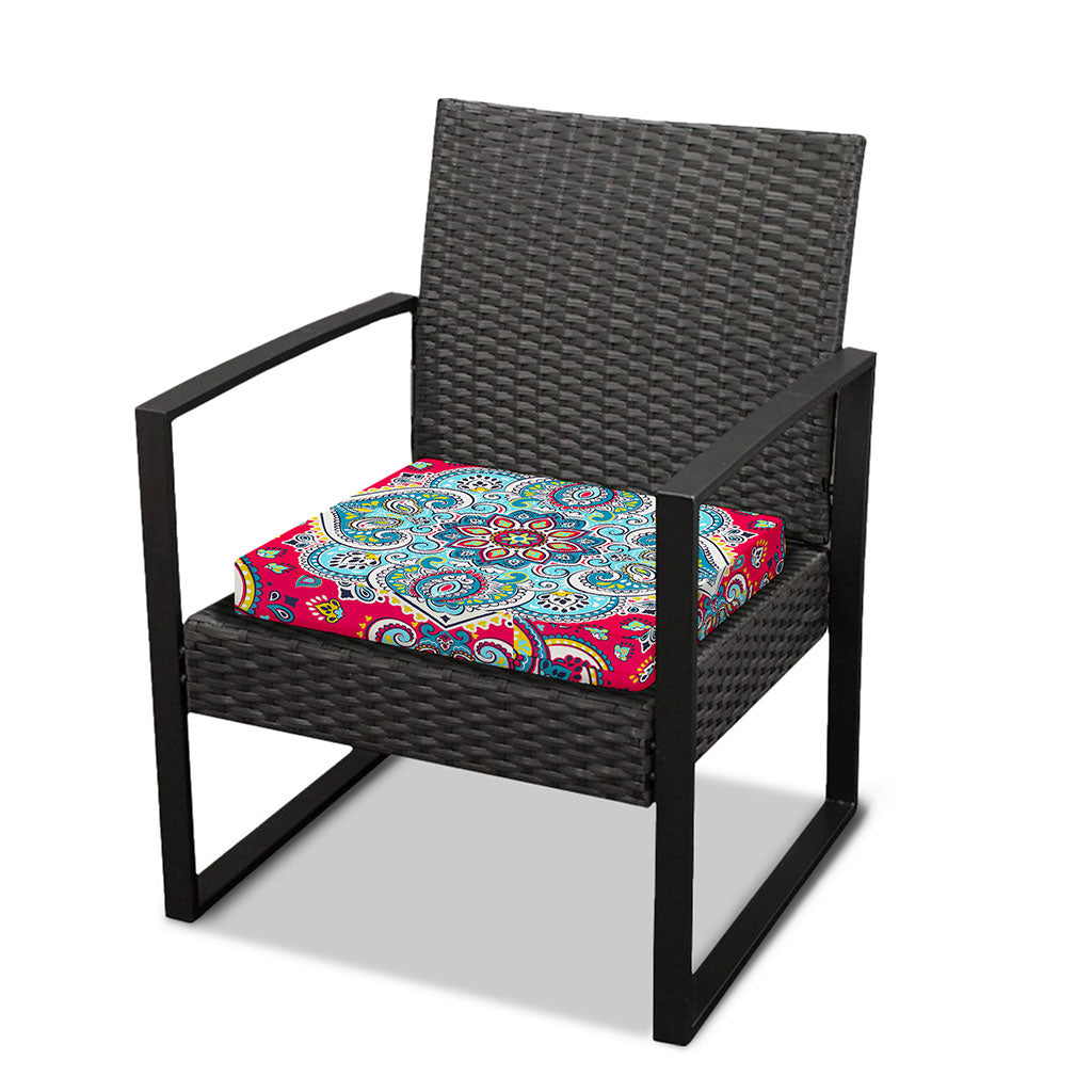 Floral Paisley Mandala Print Outdoor Seat Cushion Cover