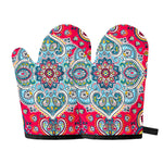 Floral Paisley Mandala Print Oven Mitts