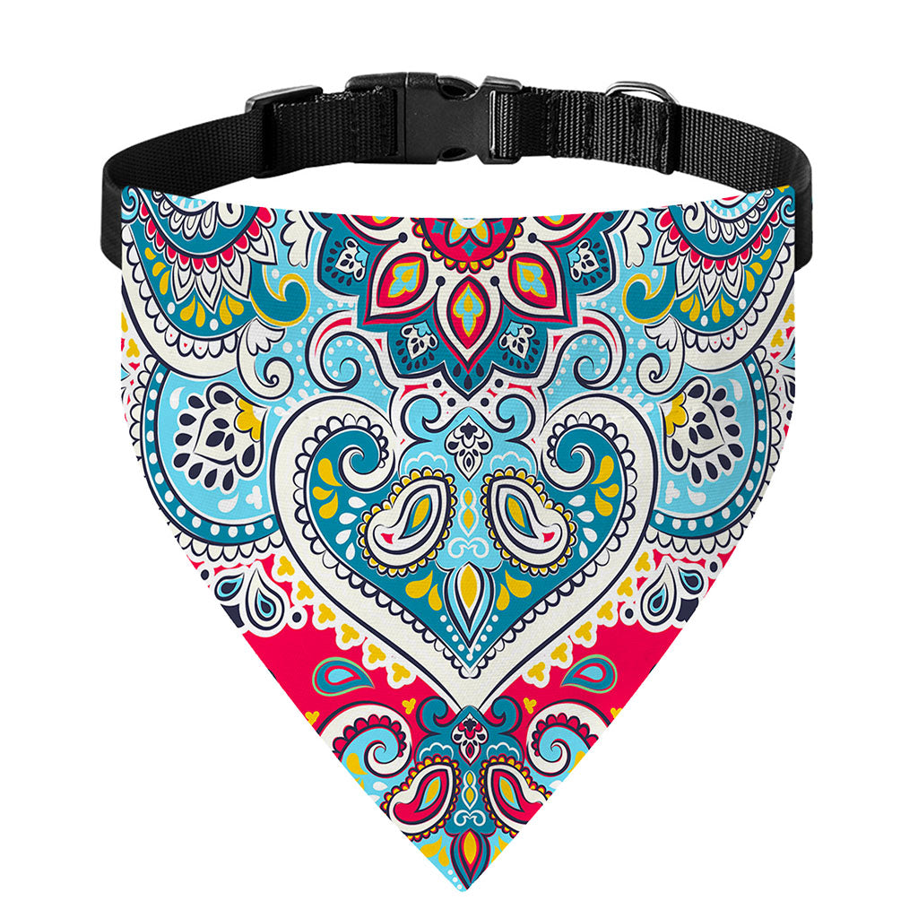 Floral Paisley Mandala Print Over The Collar Dog Bandana