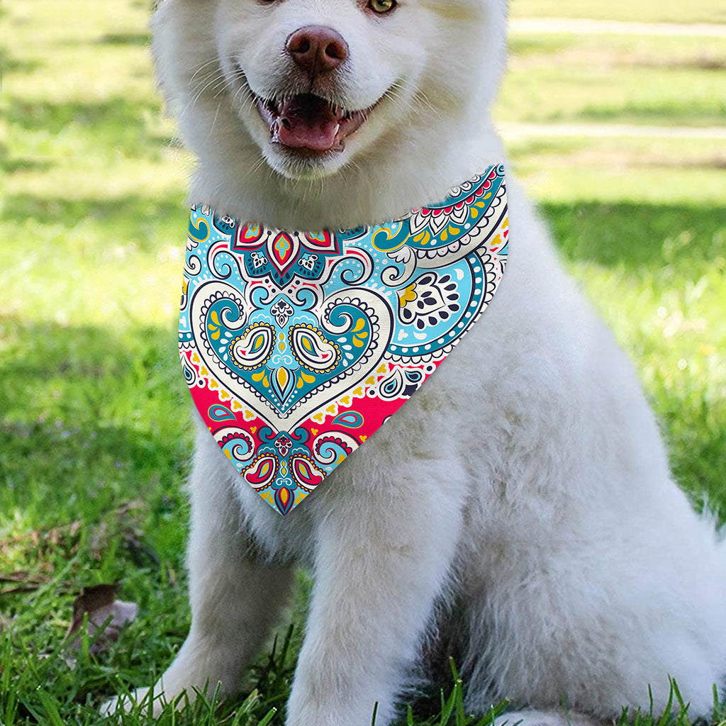 Floral Paisley Mandala Print Over The Collar Dog Bandana