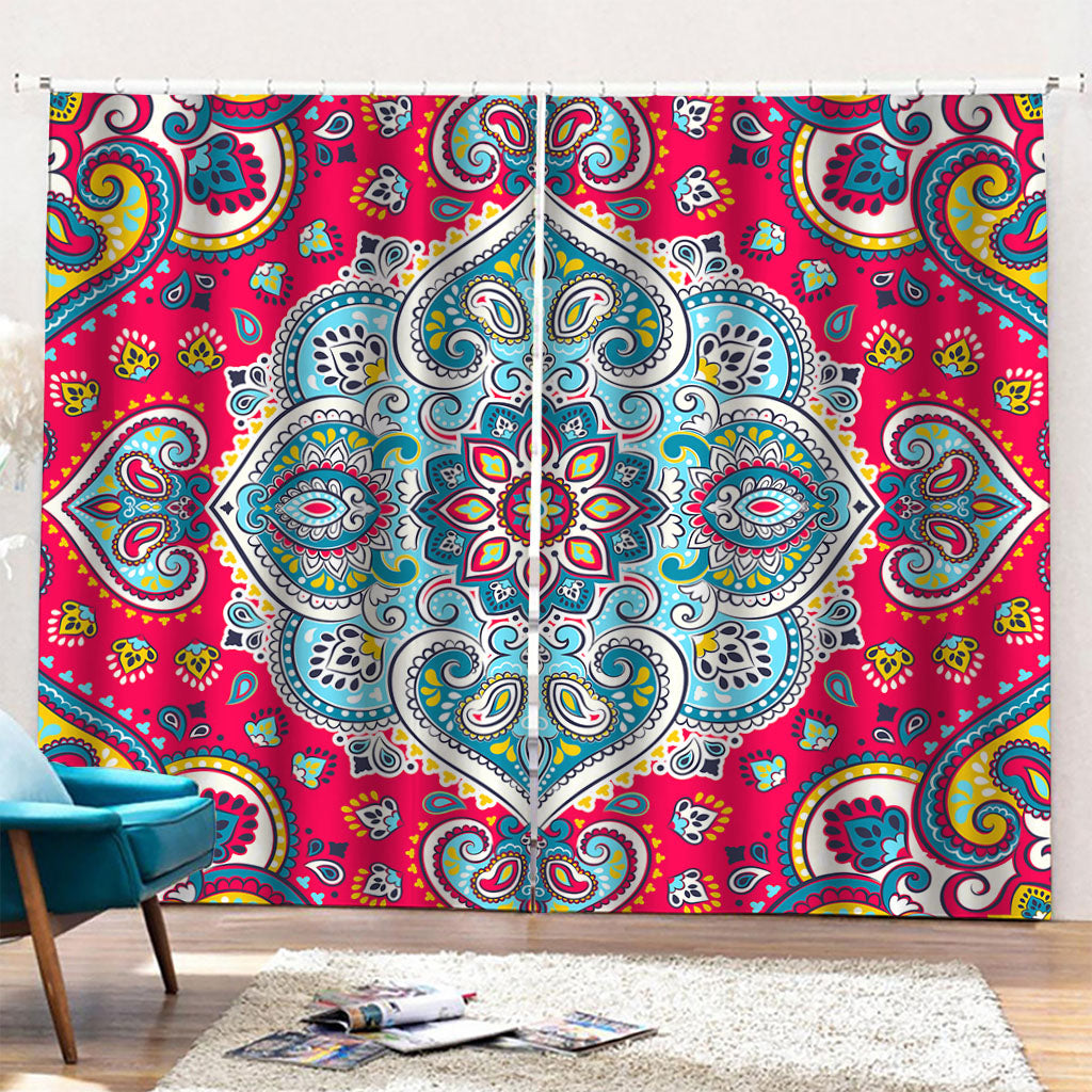 Floral Paisley Mandala Print Pencil Pleat Curtains