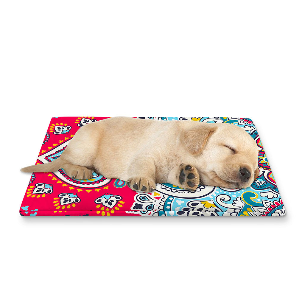 Floral Paisley Mandala Print Pet Cooling Mat Cover