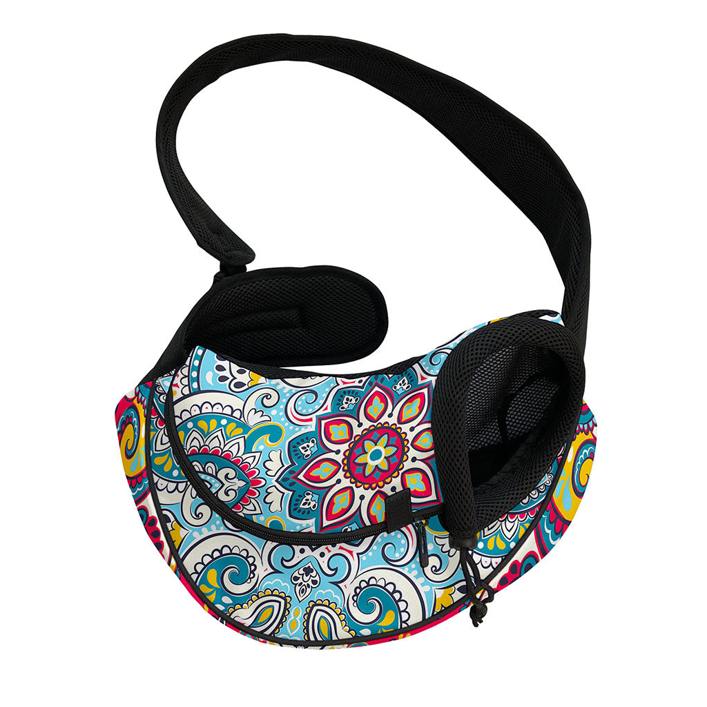 Floral Paisley Mandala Print Pet Sling Carrier