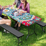 Floral Paisley Mandala Print Picnic Table Cover
