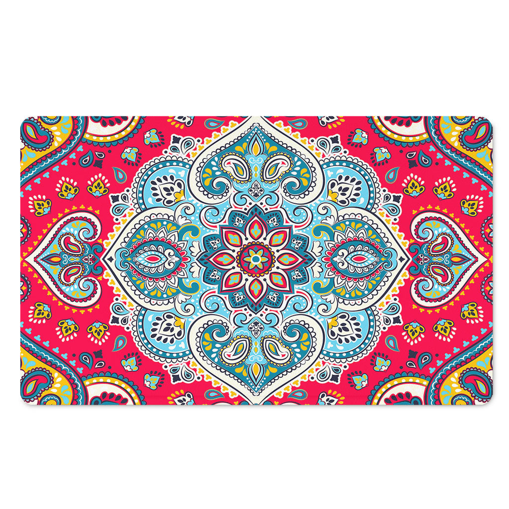 Floral Paisley Mandala Print Polyester Doormat