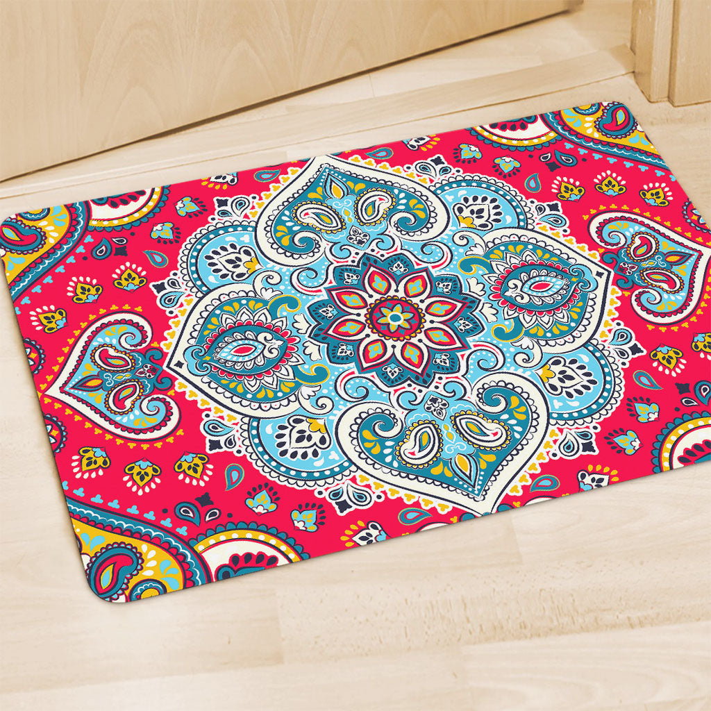 Floral Paisley Mandala Print Polyester Doormat