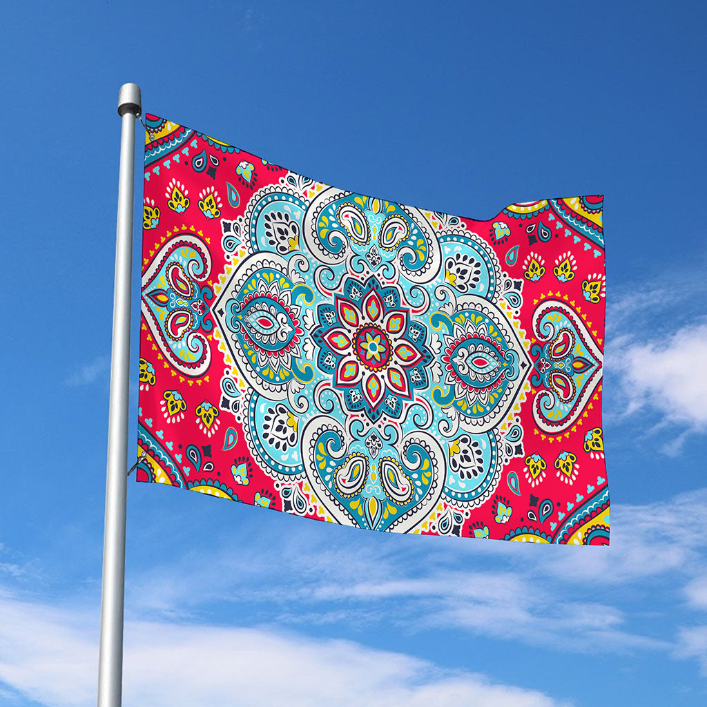 Floral Paisley Mandala Print Polyester Flag