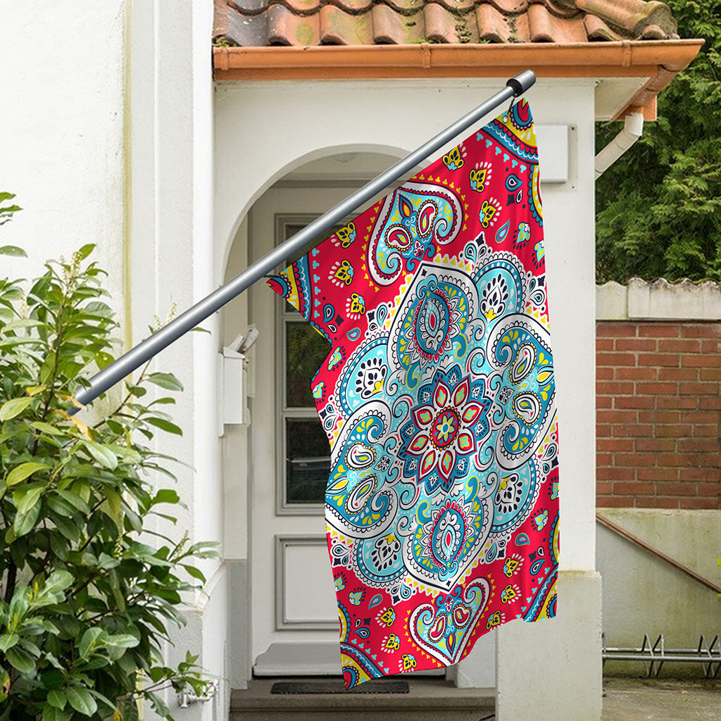 Floral Paisley Mandala Print Polyester Flag