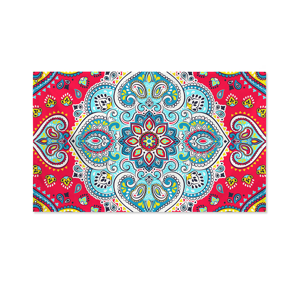 Floral Paisley Mandala Print Polyester Flag