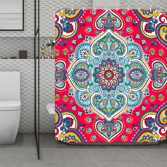 Floral Paisley Mandala Print Polyester Shower Curtain