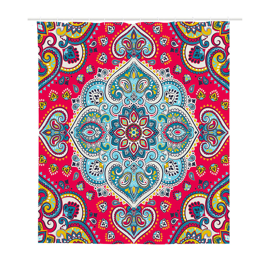 Floral Paisley Mandala Print Polyester Shower Curtain
