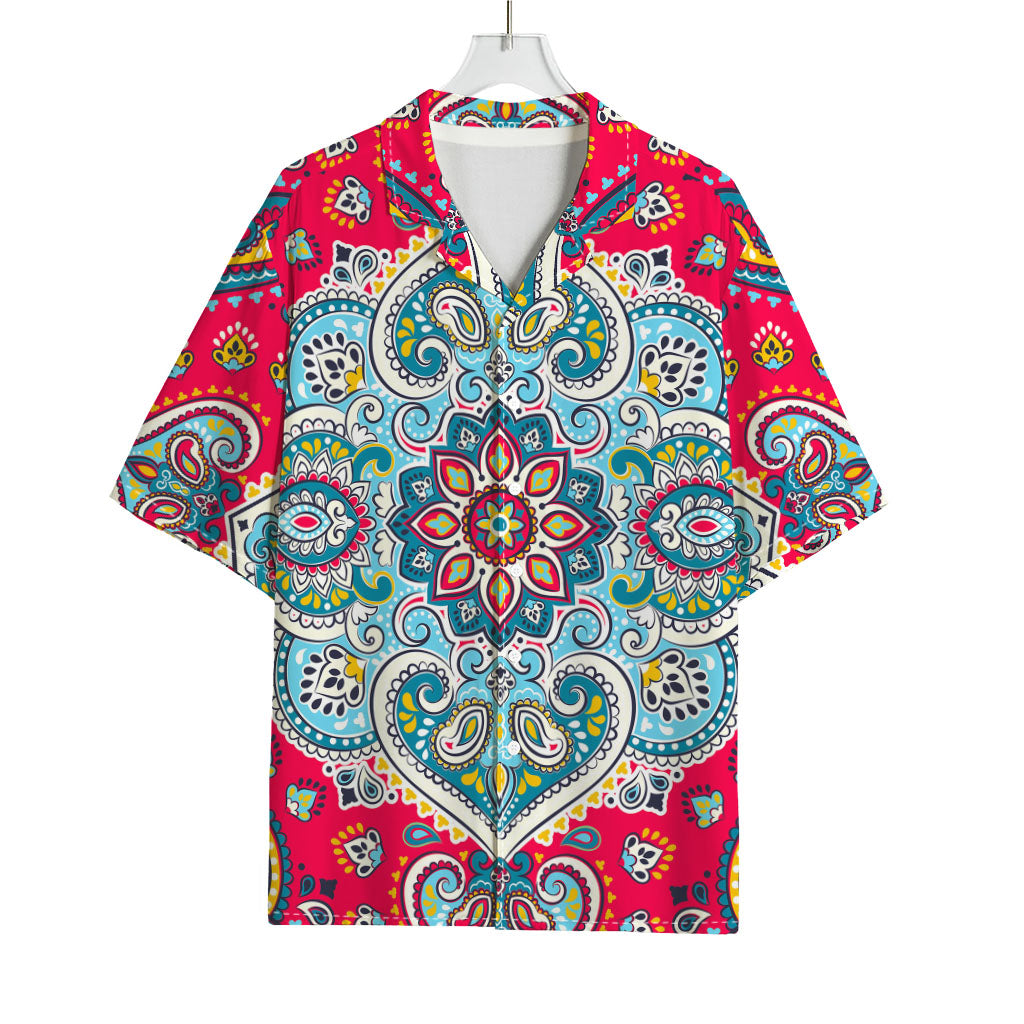 Floral Paisley Mandala Print Rayon Hawaiian Shirt