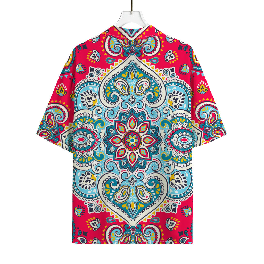 Floral Paisley Mandala Print Rayon Hawaiian Shirt