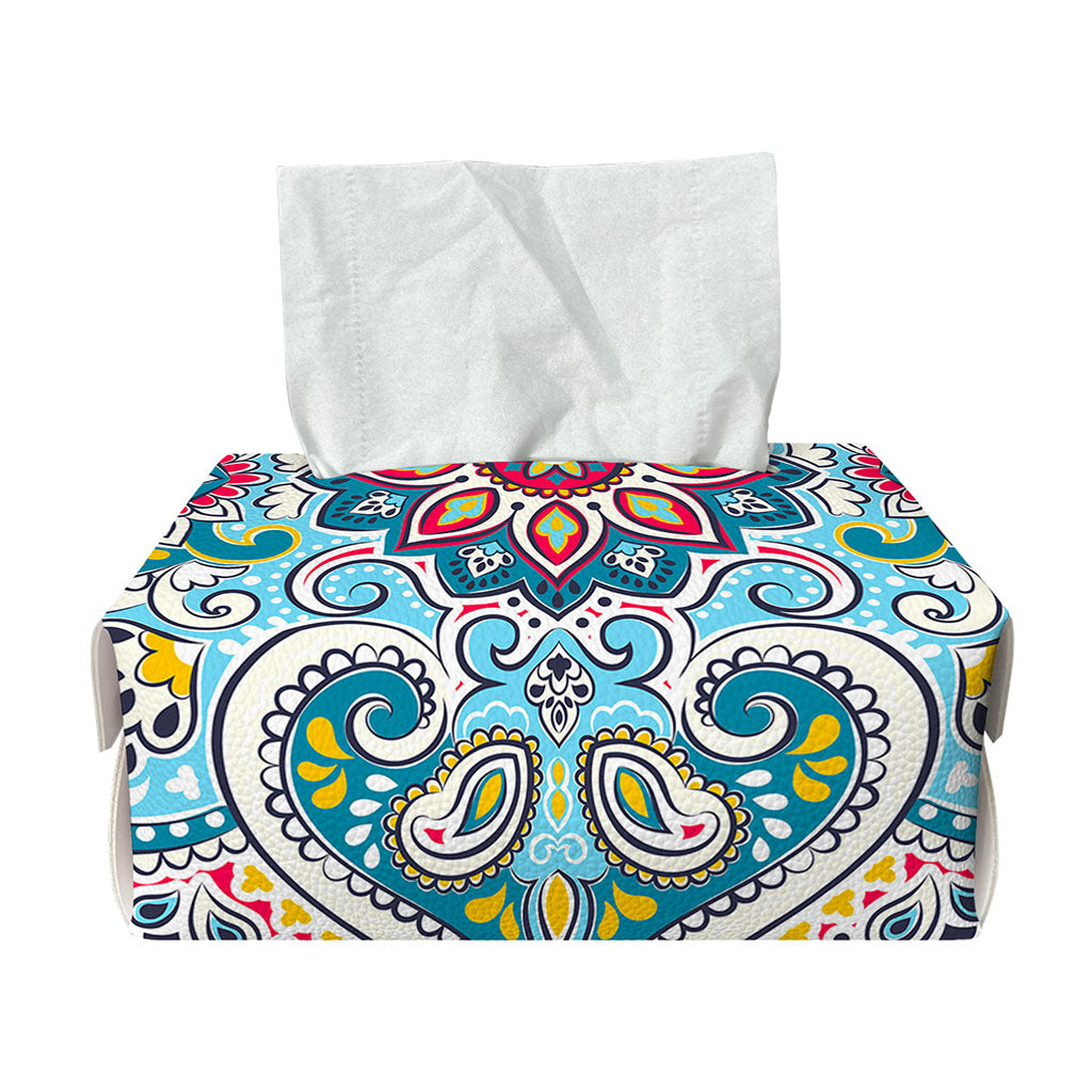 Floral Paisley Mandala Print Rectangle Tissue Box Cover