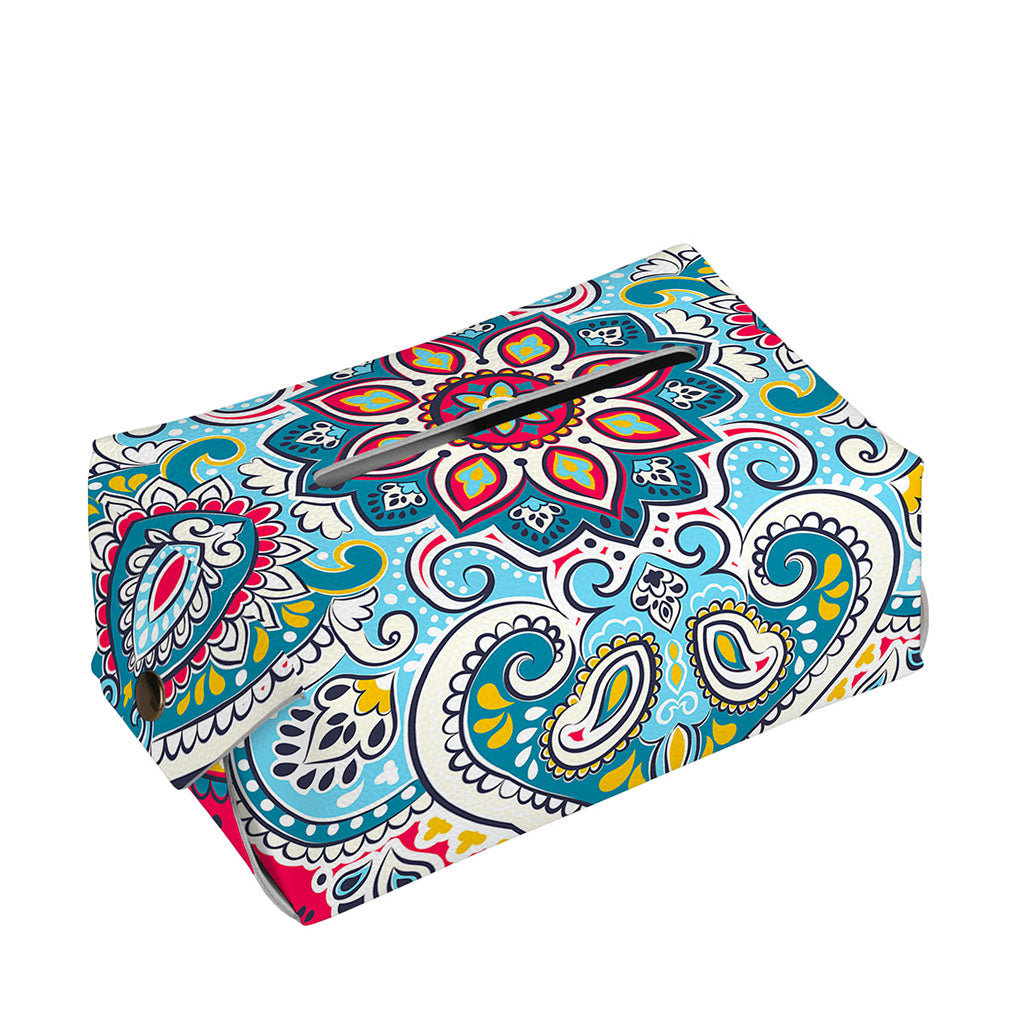Floral Paisley Mandala Print Rectangle Tissue Box Cover