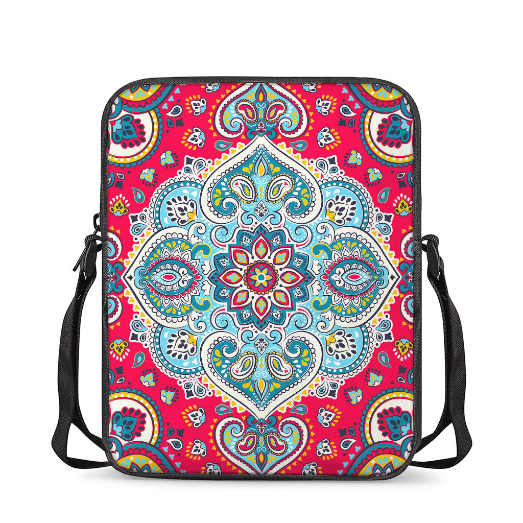 Floral Paisley Mandala Print Rectangular Crossbody Bag