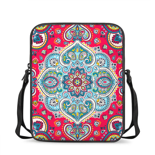 Floral Paisley Mandala Print Rectangular Crossbody Bag
