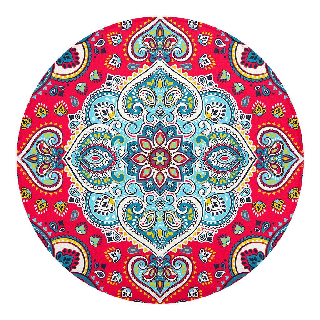 Floral Paisley Mandala Print Round Blanket