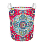 Floral Paisley Mandala Print Round Laundry Basket