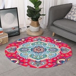 Floral Paisley Mandala Print Round Rug