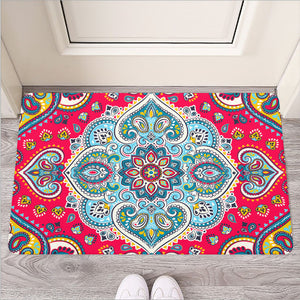 Floral Paisley Mandala Print Rubber Doormat