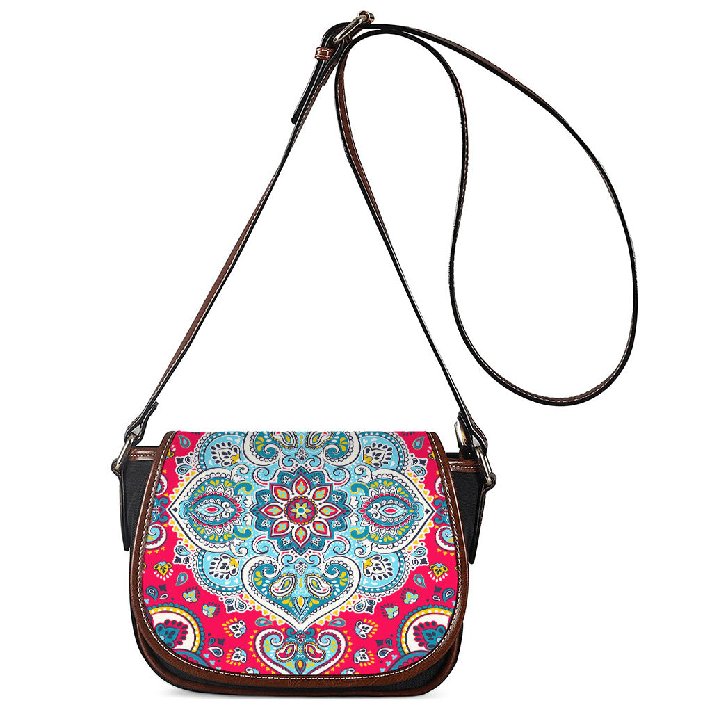 Floral Paisley Mandala Print Saddle Bag