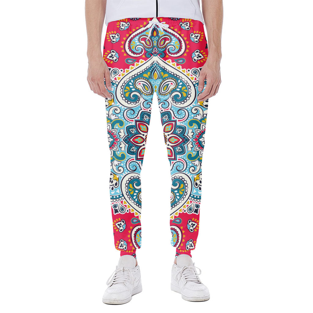 Floral Paisley Mandala Print Scuba Joggers