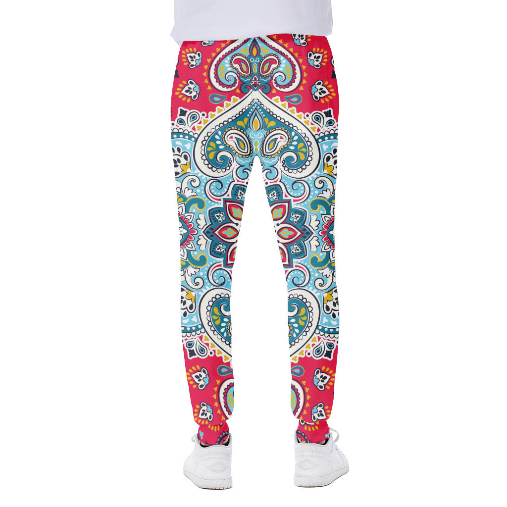 Floral Paisley Mandala Print Scuba Joggers